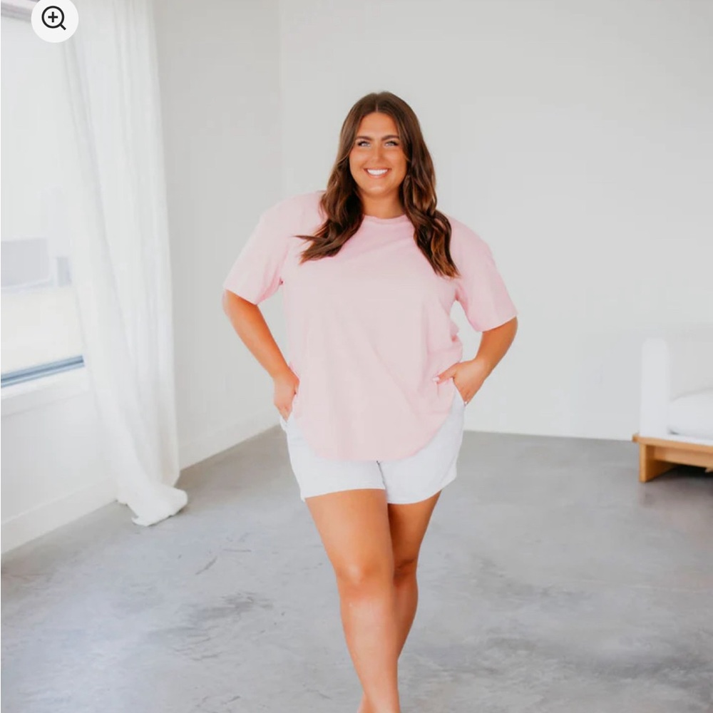 Lily & Lottie Soft Pink Oversized Short Sleeve Tee Casual Fit
